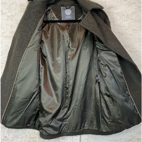 VINCE CAMUTO Womens Wool Blend Coat XS Boxy Deep Olive Green - Picture 7 of 16